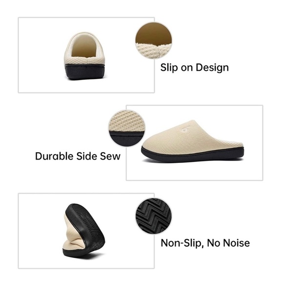 New Women’s Memory Foam House Slippers Beige​ - Picture 5 of 7